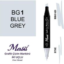 Masis BG1 Mavimsi Gri Çift Uçlu Marker Grafik Çizim Kalemi