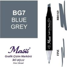 Masis BG7 Mavimsi Gri Çift Uçlu Marker Grafik Çizim Kalemi