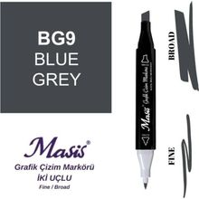 Masis BG9 Mavimsi Gri Çift Uçlu Marker Grafik Çizim Kalemi