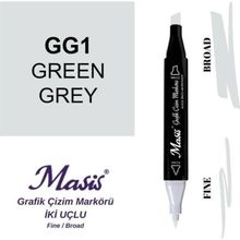 Masis GG1 Yeşilimsi Gri Çift Uçlu Marker Grafik Çizim Kalemi