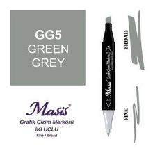 Masis GG5 Yeşilimsi Gri Çift Uçlu Marker Grafik Çizim Kalemi