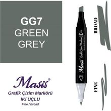 Masis GG7 Yeşilimsi Gri Çift Uçlu Marker Grafik Çizim Kalemi