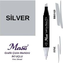 Masis Silver Çift Uçlu Marker Grafik Çizim Kalemi