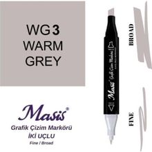 Masis WG3 Sıcak Gri Çift Uçlu Marker Grafik Çizim Kalemi