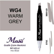 Masis WG4 Sıcak Gri Çift Uçlu Marker Grafik Çizim Kalemi