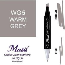 Masis WG5 Sıcak Gri Çift Uçlu Marker Grafik Çizim Kalemi