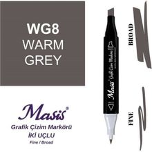 Masis WG8 Sıcak Gri Çift Uçlu Marker Grafik Çizim Kalemi