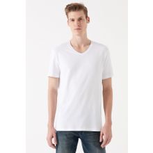 Mavi 065586-620 Beyaz V Yaka Erkek T-shirt