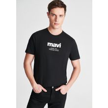 Mavi 066849-900 Siyah Baskılı Rahat Kesim Bisiklet Yaka Erkek T-shirt