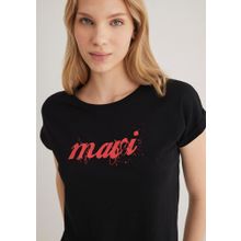 Mavi 166422-900 Logo Baskılı Siyah Slim Fit Dar Kesim Siyah Kadın T-shirt