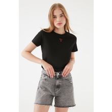 Mavi M1601185-900 Logo Baskılı Siyah Kadın T-shirt