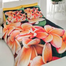 Maxstyle 3D Saten Plumeria 160x220 cm Renkli Tek Kişilik Nevresim Takimi