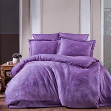 Maxstyle Jakarlı Saten Giza Lila Çift Kişilik Nevresim Takımı