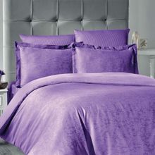 Maxstyle Jakarlı Saten Reyka Lila Double Nevresim Takımı