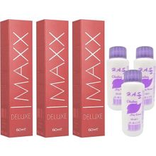 Maxx Deluxe 4.65 Şarap Kızılı 3x60 ml Tüp Saç Boyası + 3 Adet Oksidan