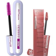 Maybelline Falsies Surreal Maskara + Super Stay Vinyl Ink 35 Cheeky Likit Parlak Ruj