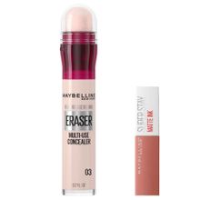 Maybelline New York Instant Anti Age Eraser Kapatıcı 03 Fair Mini Super Stay Matte Ink Likit Mat Ruj 65 Seductress Makyaj Seti