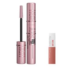 Maybelline New York Lash Sensational Sky High Maskara Mini Super Stay Matte Ink Likit Mat Ruj 65 Seductress Makyaj Seti