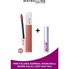 Maybelline Super Stay Matte Ink 65 Seductress Likit Mat Ruj + Mini Falsies Surreal Maskara