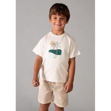 Mayoral 03218 Bej Erkek Çocuk Bermuda Şort ve T-Shirt Takım