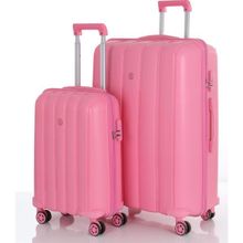 Mcs V305 Pembe Büyük-Kabin 2'li Polipropilen Valiz Seti