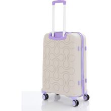 Mcs V376 Beyaz-Lila Büyük-Orta 2'li Polipropilen Valiz Seti