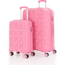 Mcs V376 Pembe Büyük-Kabin 2'li Polipropilen Valiz Seti