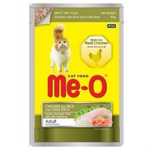 Me-O 80 gr Tavuk Pirinç ve Yengeç Çubuklu Pouch Kedi Konservesi