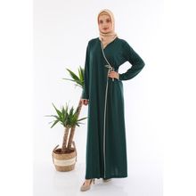 Medipek 8956 Yandan Bağlamalı Zümrüt Yeşili Kadın Namaz Elbisesi