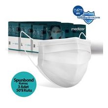 Medizer 3 Katlı Spunbond Kumaş 150 Adet Burun Telli Beyaz Full Ultrasonik Cerrahi Ağız Maskesi