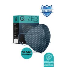 Medizer Qzer Yeşil Çizgi Desenli FFP2 N95 50 Adet Maske
