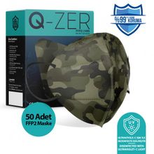 Medizer Qzer Yeşil Kamuflaj Desenli FFP2 N95 50 Adet Maske