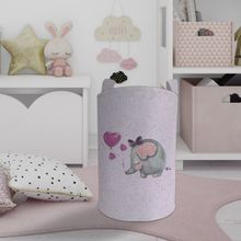 Mekta Home Fil Desenli Mor Bebek ve Çocuk Odası Oyuncak Sepeti