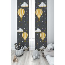 Mekta Home MKT-373 Bebek ve Çocuk Odası Balon ve Bulut Desenli 2 Kanat Fon Perde