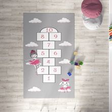 Mekta Home MKTH-135 Balerin ve Tavşan Pembe 150x200 cm Çocuk Odası Halı