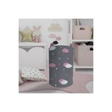 Mekta Home Pembe ve Beyaz Bulut Desenli Bebek ve Çocuk Odası Oyuncak Sepeti