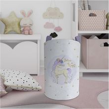 Mekta Home Yıldızlı Mavi Unicorn Desenli Bebek ve Çocuk Odası Oyuncak Sepeti