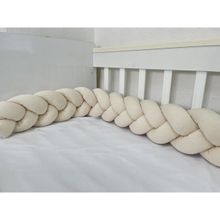 Meleğin Işıklı Topları 190 cm 3'lü Örgü Koruma / Beşik - Yatak Koruyucu - Krem