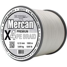 Mercan Pe Örgü Premium 4X İp 0.12 mm - 1000 mt Beyaz Misina
