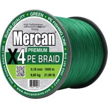 Mercan PE Örgü Premium 4X İp 0.18 mm - 1000 mt Yeşil Misina