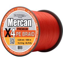 Mercan PE Örgü Premium 4X İp 0.28 mm - 1000 mt Turuncu Misina