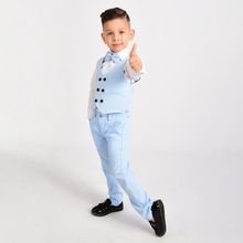 Merdia Kids Erkek Çocuk Smokin Takım Elbise Yelekli Papyonlu - Açık Mavi - 3 Yaş