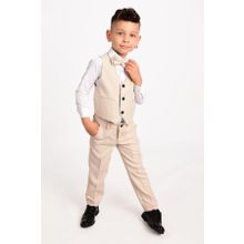 Merdia Kids Erkek Çocuk Takım Elbise 3 Düğmeli Yelekli Papyonlu Smokin Krem 4 YAŞ