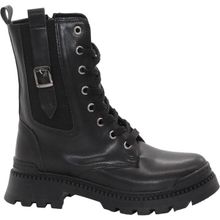 MergenShoes 3084 Siyah Fermuarlı Bağcıklı Kadın Bot