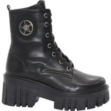 MergenShoes 3086 Siyah Fermuarlı Bağcıklı Kadın Bot