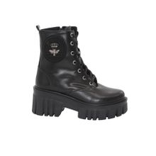 MergenShoes 3088 Siyah Fermuarlı Bağcıklı Kadın Bot
