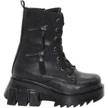 MergenShoes BF182 Siyah Bağcıklı Fermuarlı Kadın Bot
