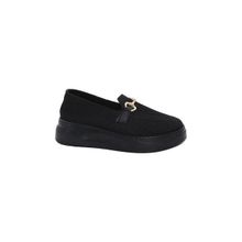 MergenShoes G052 Siyah Yüksek Taban Triko Kadın Günlük Ayakkabı