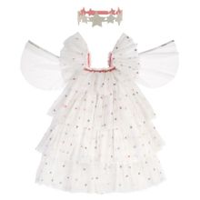Meri Meri Sequin Tulle Angel Costume 3 4 Years Payetli Beyaz Elbise