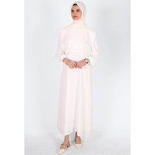 Mersha Collection Bağcıklı Emzirme Elbisesi Lohusalık Dönemi - Emzirme Kıyafeti - Beyaz - 38